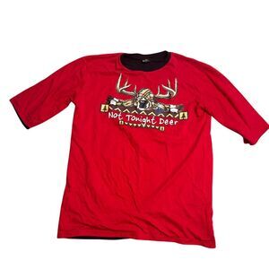 Legendary Whitetails Black  Red Reversible Not Tonight Deer Lounger Pajama Shirt